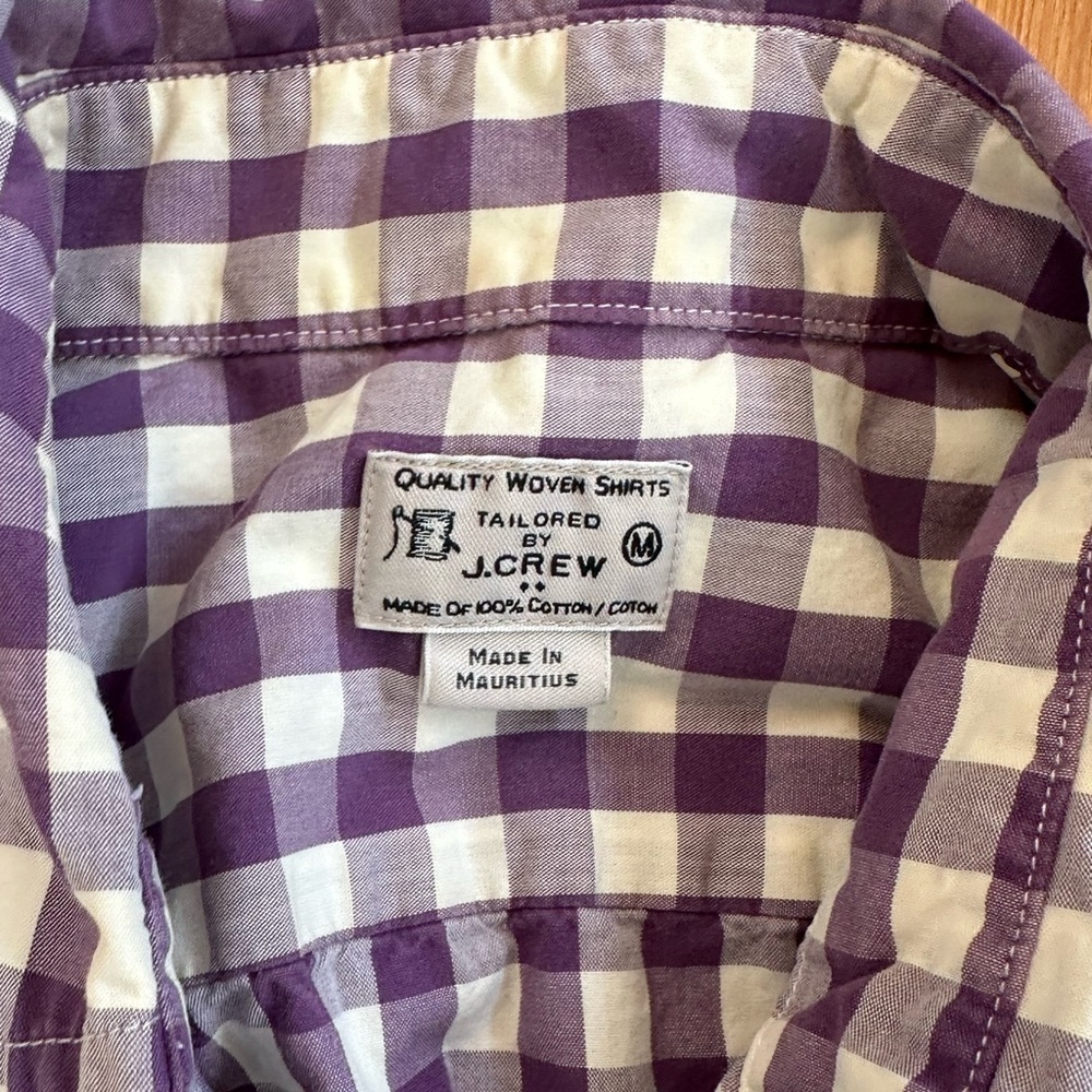 J. Crew Vintage Women’s  Purple & White Gingham Button-Up Shirt Western Preppy